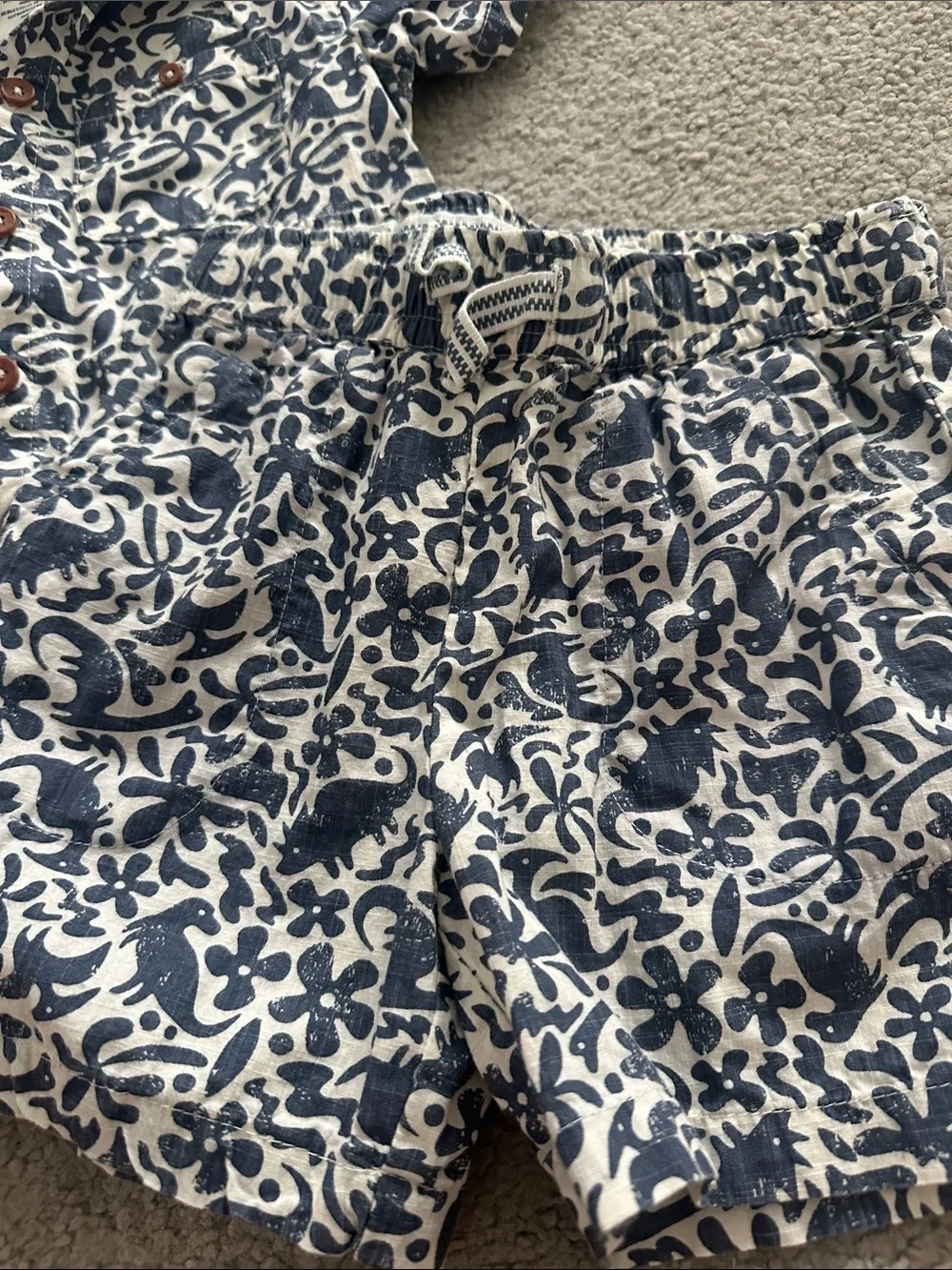 Caribbean Joe Navy and White Floral Short Set